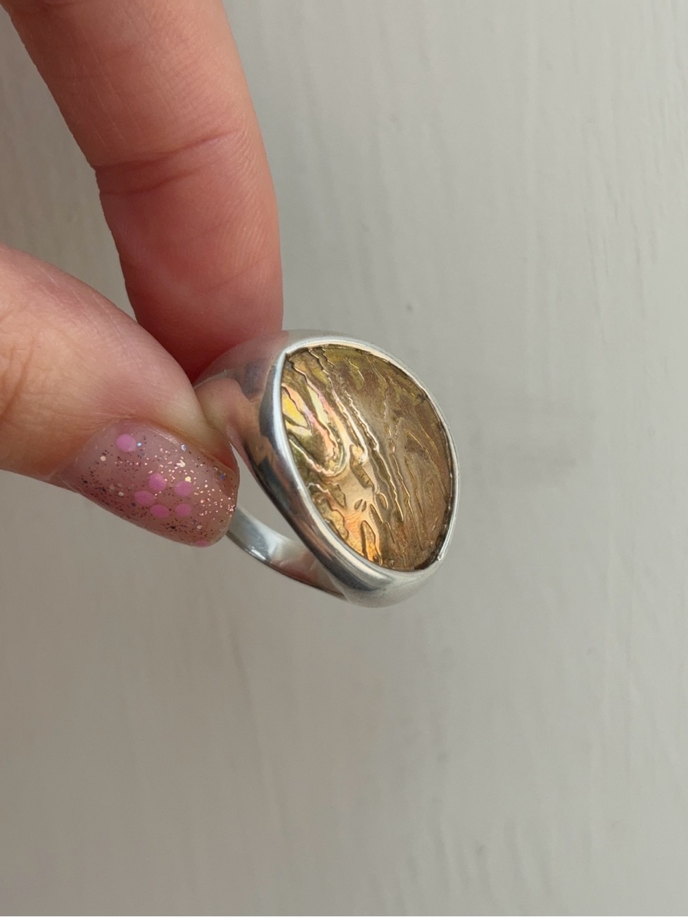 Retired Silpada Sterling Silver Bronze Two Tone Wood Grain Timber Ring - Picture 6 of 10